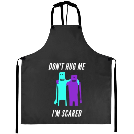 Discover Don't hug me i'm scared cyan and purple Aprons