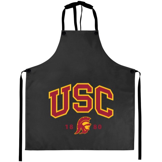 Discover usc curved block logo with cardinal gold trojan 1880 sweat Aprons