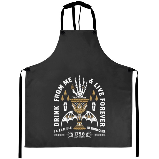 Discover Drink From Me - Lestat Vampire - Gothic Quote cat Aprons