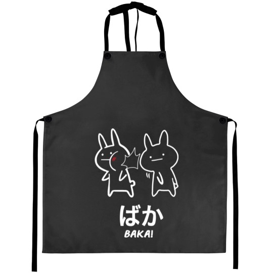 Discover Funny Anime Baka Rabbit Slap Black Aprons