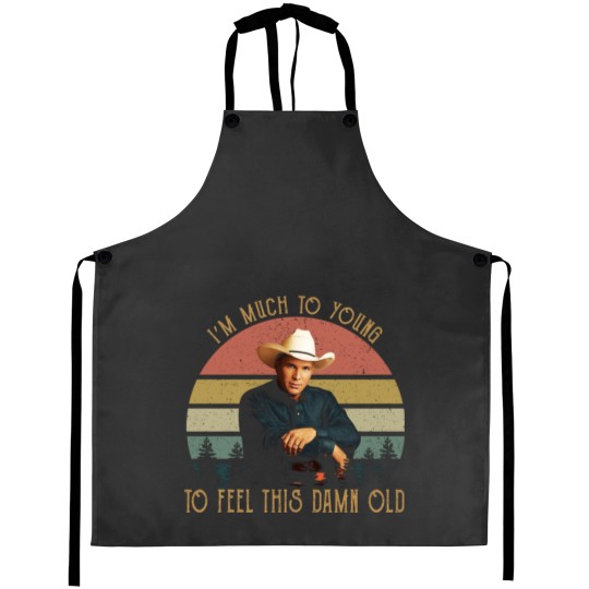Discover Vintage Garth Tees Brooks-I'm Much To Young To Feel This-Damn-Old Aprons
