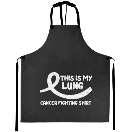 Discover Cancer Fighter White Ribbon Warrior Lung Cancer Awareness Aprons
