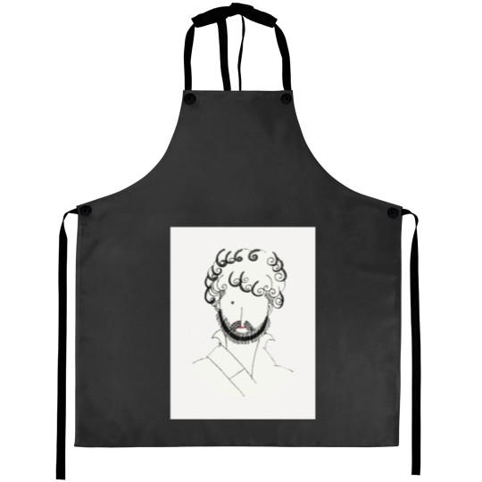 Discover Vintage Guy Line Drawing by Charles Martin Aprons