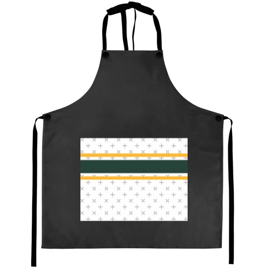 Discover White, Green, &amp Gold Power Stripe Aprons
