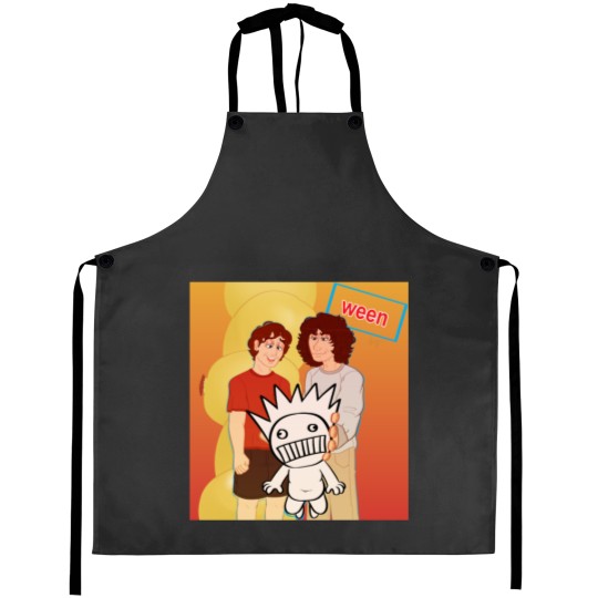 Discover Gene and Dean Ween holding up the Boognish (Pure Guava Background) Aprons