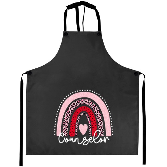 Discover Teacher Job Leopard Rainbow Valentines Day Heart Teacher Counselor Aprons