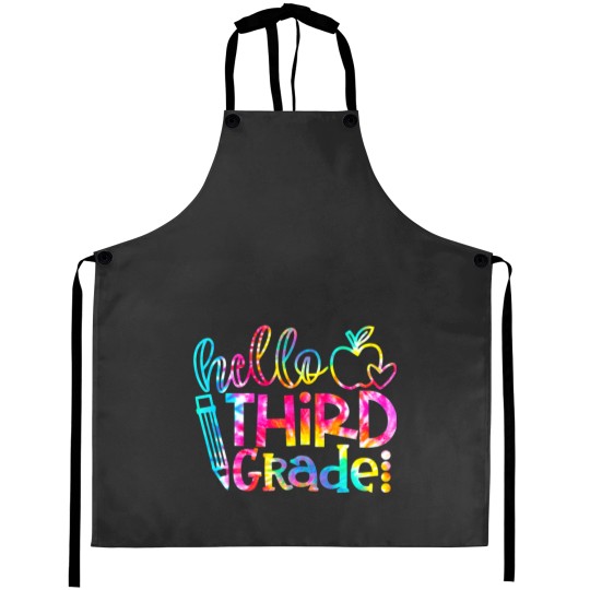 Discover Teacher Job Tie Dye Hello 3rd Grade Teacher Student Back To School Aprons