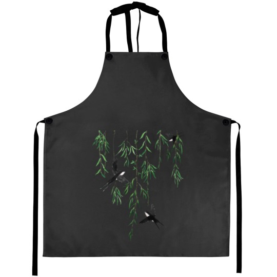 Discover 3 swallows and willow leaves Active Aprons
