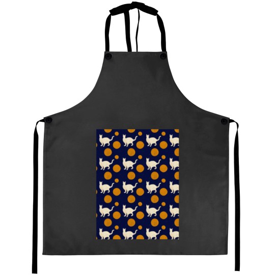 Discover White Cat Orange Polka Dots - Matisse-esque Graphic Aprons
