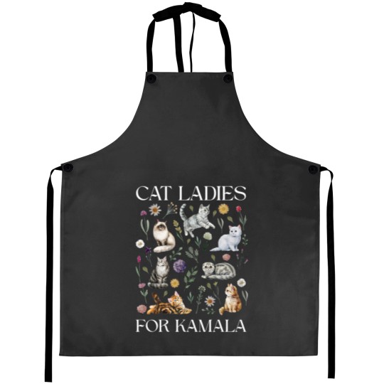 Discover Cat Ladies For Kamala Aprons, Kamala Harris 2024 President Aprons
