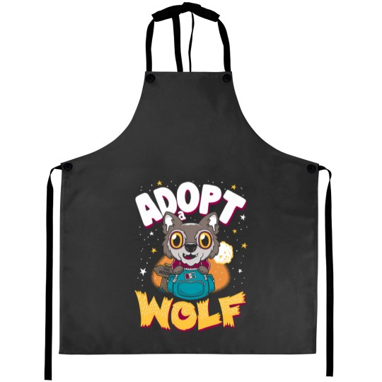 Discover Adopt A Wolf- Creepy Cute Cartoon - Kawaii Werewolf Aprons