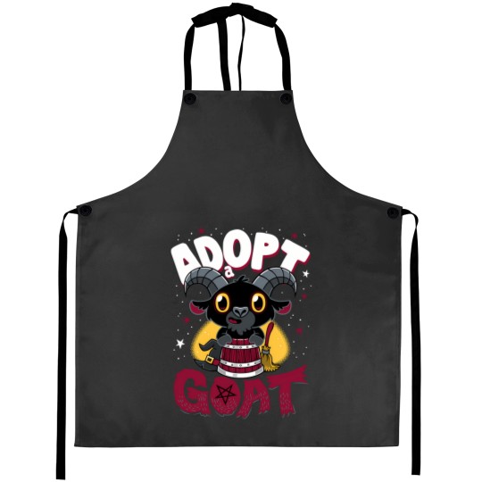 Discover Adopt A Goat - Creepy Cute Cartoon Black Phillip - Kawaii Witch Aprons