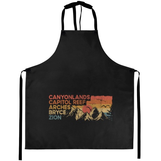 Discover Vintage utah national parks Moab utah mighty five souvenir Aprons