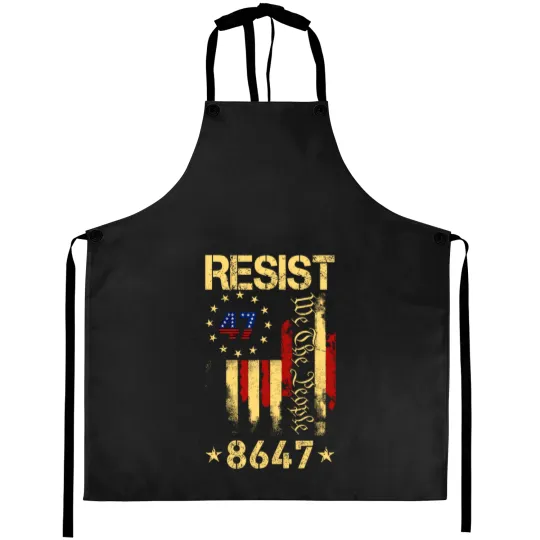 Discover Anti Trump 8647 86 47 US Flag We The People Impeach 47 Unisex Aprons