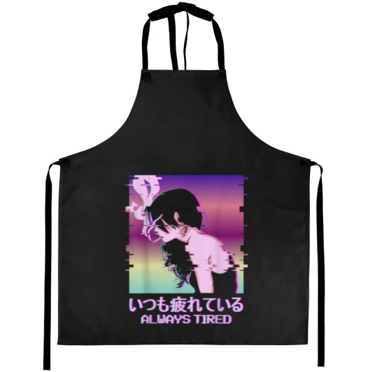 Discover Always Tired Japan Vaporwave Old Indie Aesthetic Anime Girl Aprons