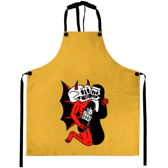 Discover Two Half Red Devil Aprons