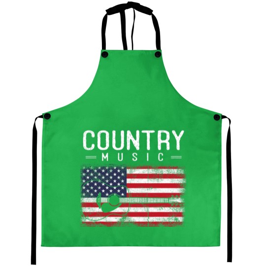 Discover Country Music Vintage Guitar American Flag 21 Aprons