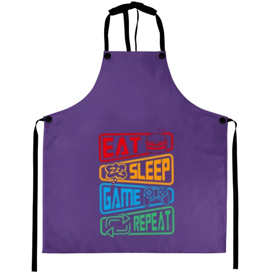 Discover Eat Sleep Game Repeat Aprons, Youtuber Gamer Aprons