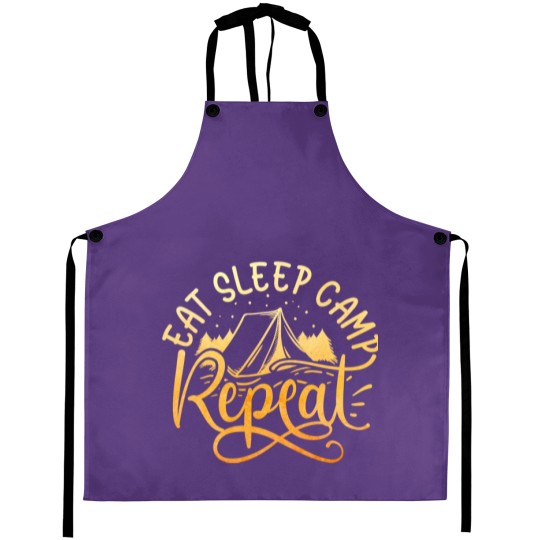 Discover eat sleep camp repeat designe for men and women Aprons