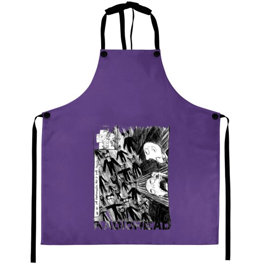 Discover Radiohead Scribble Grey Aprons, A Rock Off  Aprons