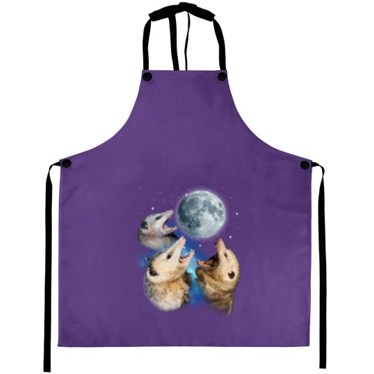 Discover Three Possum Howling At Moon - Funny Opossum Lovers Costume Aprons