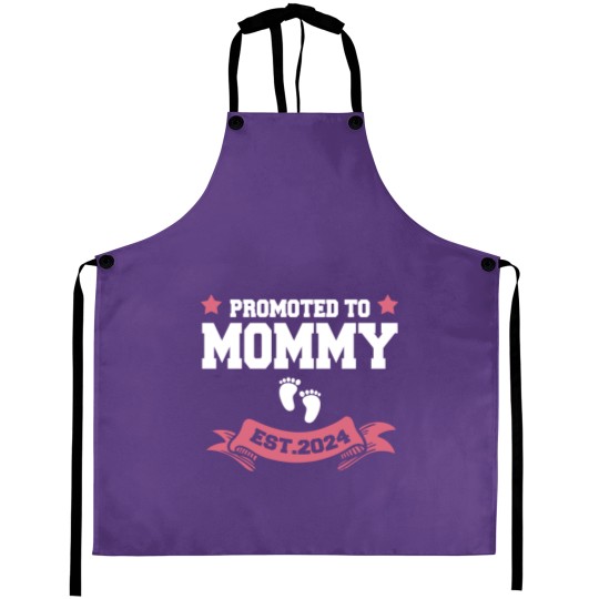 Discover Promoted To Mommy 2024 New Mom Pregnancy Announcement Funny Classic Aprons