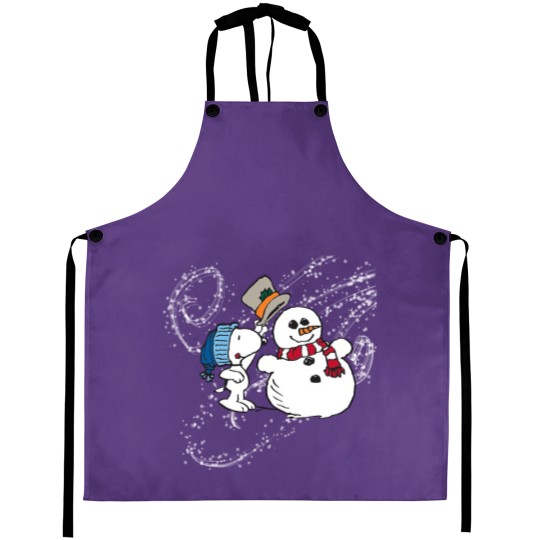 Discover vintage snoopy with snowmanwinter wonderland crewneck Aprons