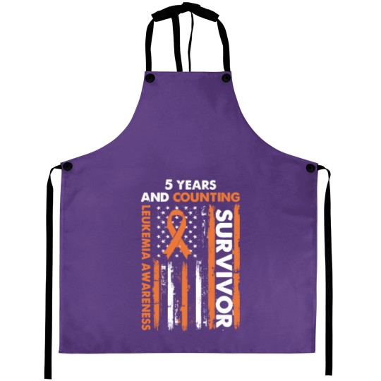 Discover 5 Years And Counting Leukemia Survivor T- Shirt5 Years And Counting Cancer fr€€ Orange Ribbon Leukemia Awareness Survivor T- Aprons Aprons