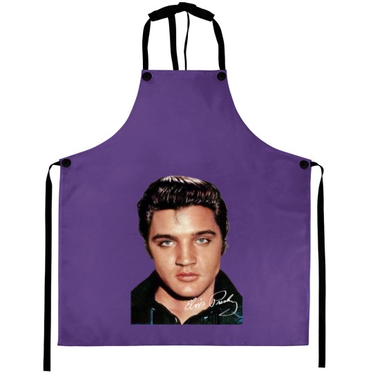 Discover Elvis Presley Signature Aprons Short Sleeve Cotton White Women Men S to 5XL