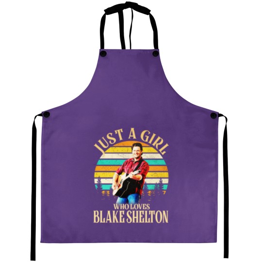 Discover Just A Girl Who Loves Blake Shelton Aprons, Country Blake Shelton 2024