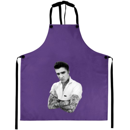 Discover Elvis Presley Tattoo Rockabilly Aprons Black