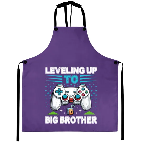 Discover Leveling up to Big Brother 2024 funny gamer Aprons