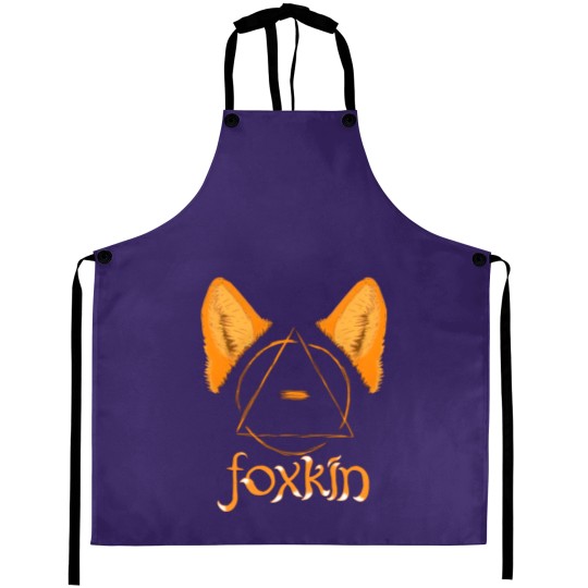 Discover Foxkin therian theta-delta with fox ears Sticker Aprons