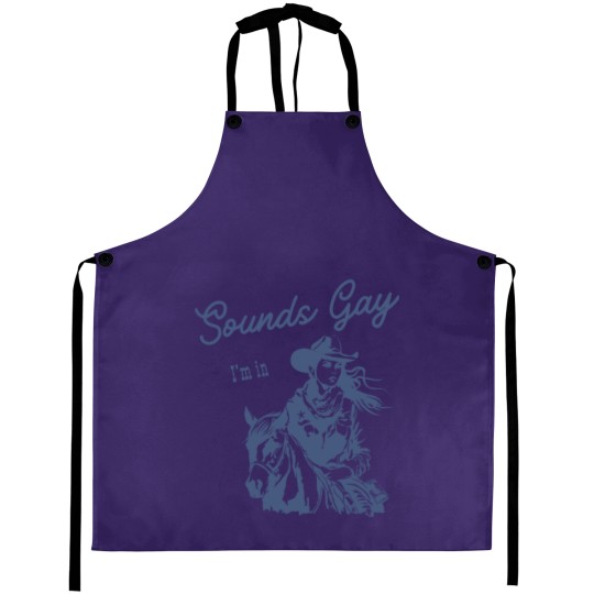 Discover SOUNDS GAY Im In Aprons, Sapphic Aprons, Lesbian Cowgirl, Vintage Lesbian Pride Aprons