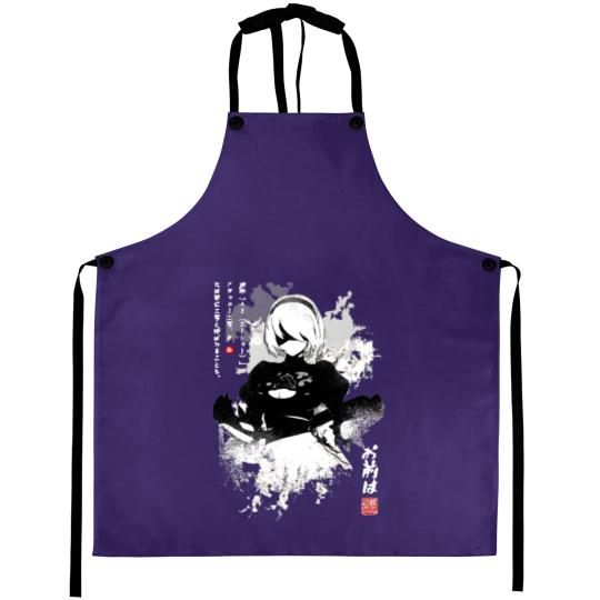 Discover NieR Automata 2B Japan Ink AO DEN Gift Halloween Day, Thanksgiving, Christmas Day Aprons