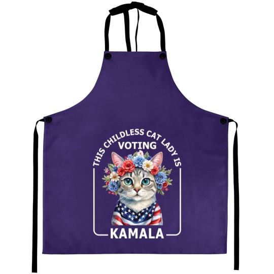 Discover Kamala Harris President 2024 Aprons, Childless Cat Lady Aprons, Kamala Rally Aprons