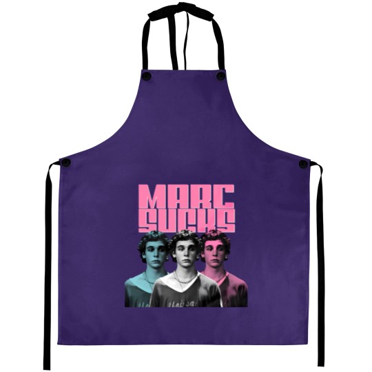 Discover Marc Sucks Empire Records Mark Funny Pop Art 90 Movies Damn the Man Unisex Aprons