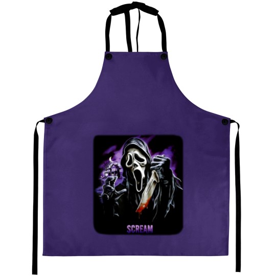 Discover Vintage Scream Aprons, Scream Movie, Ghostface Aprons, Let's Watch Scary Movie Aprons