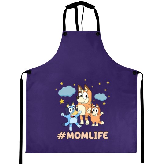 Discover Mom Life Aprons featuring BlueyDad & Family