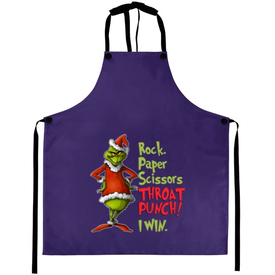 Discover Grin Rock Paper Scissors Throat Punch, Win Aprons, Rock Paper Scissors Aprons