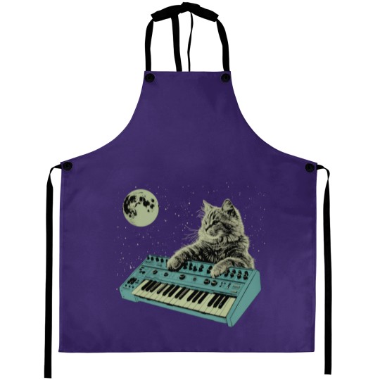 Discover Synthesizer Cat In Space Aprons
