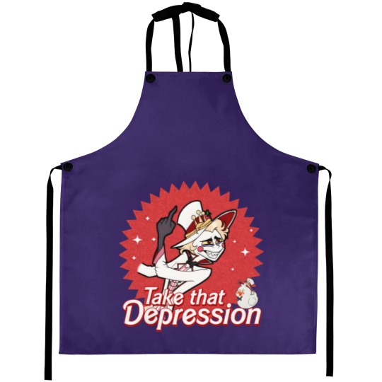 Discover Take That Depression Aprons, Lucifer Morningstar Aprons, Hazbin Hotel Aprons