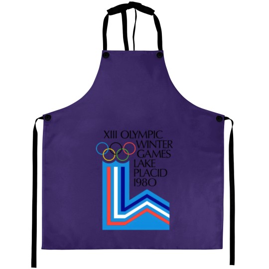 Discover Lake Placid 1980 Winter Olympics Men's Grey Aprons Size S-5XL