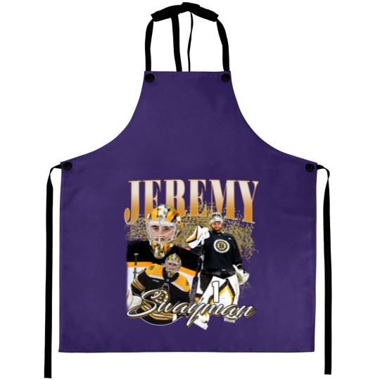 Discover Jeremy Swayman Aprons Ice Hockey American Professional Hockey Championship Sport Merch Vintage Aprons