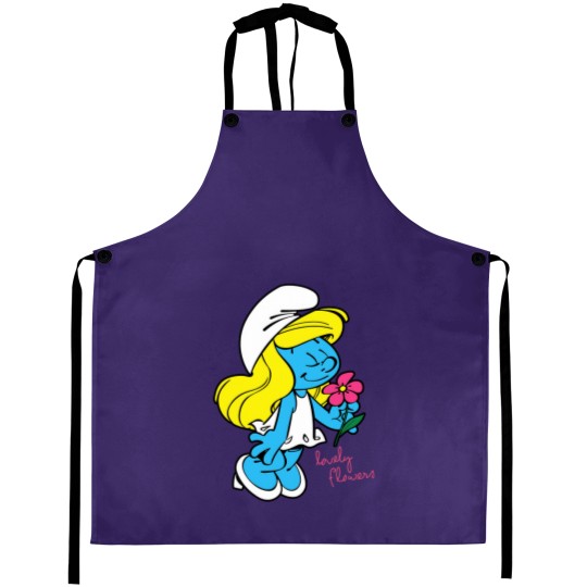 Discover Us The Smuurfs Smurfette Lovely Flowers Unisex Vintage Aprons