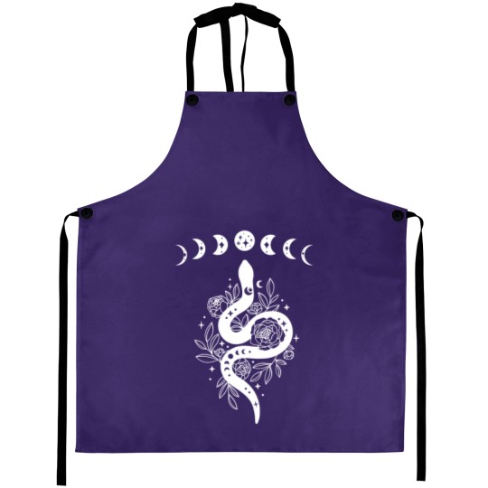 Discover Celestial Snake, Mystical Lunar Snake, Celestial Mystical Floral Moon Snake Aprons
