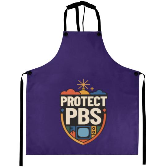 Discover Protect PBS Aprons, PBS Unisex Aprons, Political Protest Aprons, Save Public Broadcasting, Anti Trump Aprons