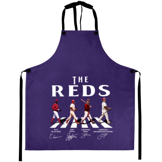 Discover Reds Walking Abbey Road Signatures Baseball Aprons, Elly De La Cruz, Votto, Jonathan India