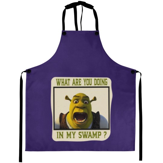 Discover Shrek Face Aprons What Are You Doing in My Swamp Aprons, I'm Swamped Aprons, Funny Shrek Aprons