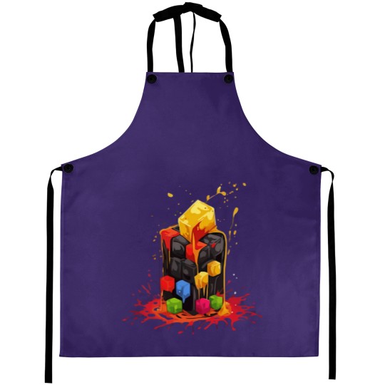 Discover Rainbow Abstraction melted rubix cube - Rainbow Abstraction Melted Rubix Cube - Aprons